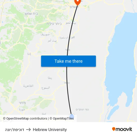 דוכיפת/יונה to Hebrew University map