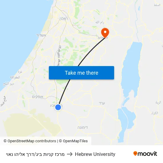 Big Shopping Center/Eliyahu Nave Road to Hebrew University map