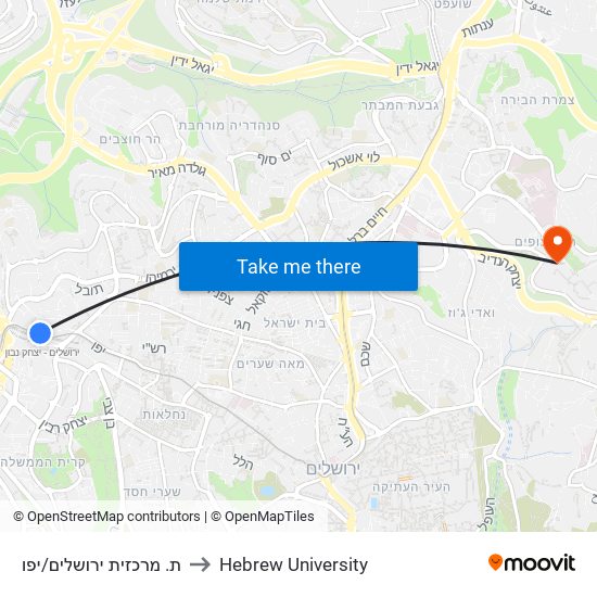 ת. מרכזית ירושלים/יפו to Hebrew University map