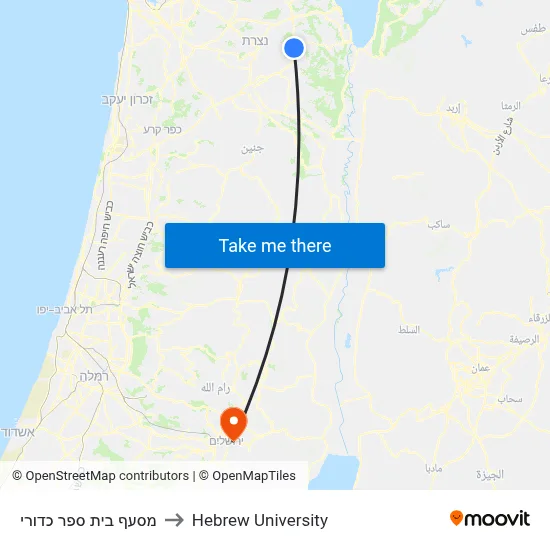 Kadoorie School Junction to Hebrew University map