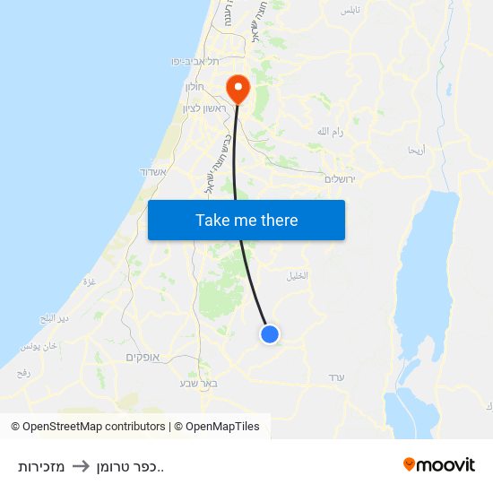 מזכירות to כפר טרומן.. map