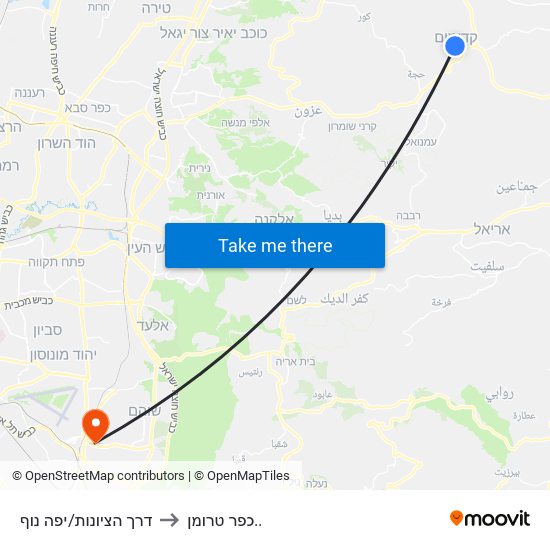 דרך הציונות/יפה נוף to כפר טרומן.. map