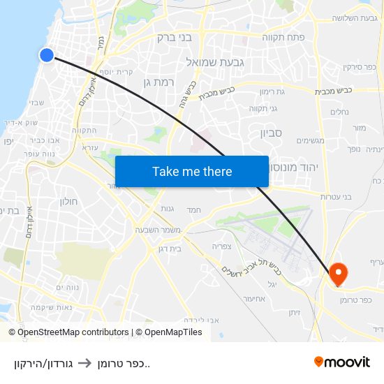 גורדון/הירקון to כפר טרומן.. map