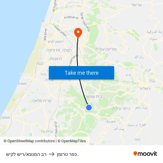 רב המנונא/ריש לקיש to כפר טרומן.. map