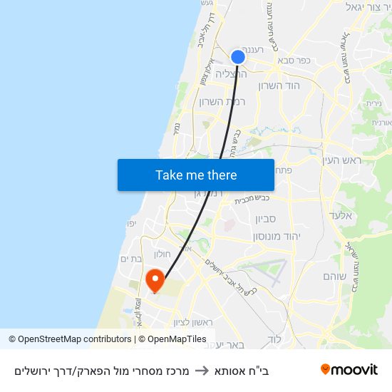 מרכז מסחרי מול הפארק/דרך ירושלים to בי"ח אסותא map