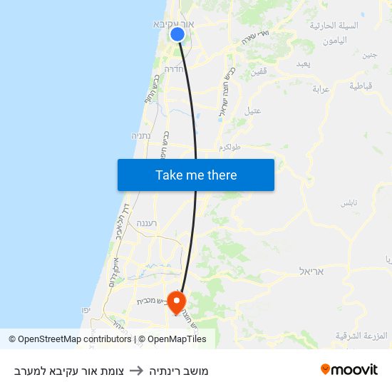 צומת אור עקיבא למערב to מושב רינתיה map