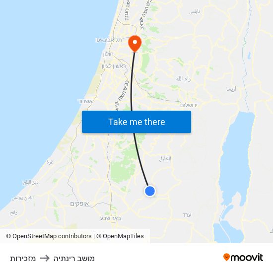 מזכירות to מושב רינתיה map