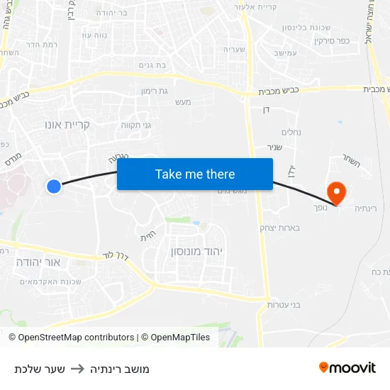 שער שלכת to מושב רינתיה map