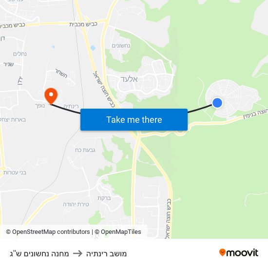 מחנה נחשונים ש''ג to מושב רינתיה map