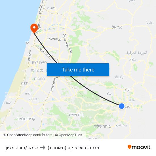 שמגר/תורה מציון to מרכז רפואי פנקס (מאוחדת) map