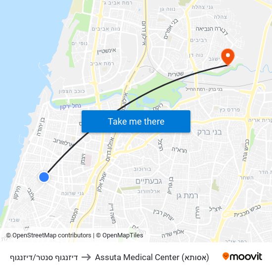 דיזנגוף סנטר/דיזנגוף to Assuta Medical Center (אסותא) map