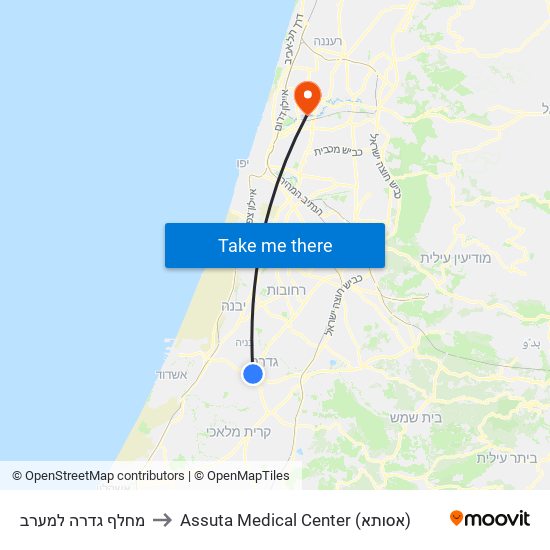 מחלף גדרה למערב to Assuta Medical Center (אסותא) map