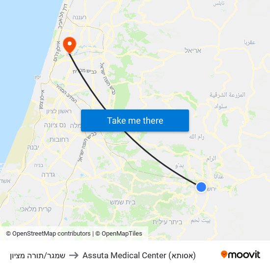 שמגר/תורה מציון to Assuta Medical Center (אסותא) map