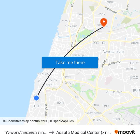 שדרות העצמאות/רוטשילד to Assuta Medical Center (אסותא) map