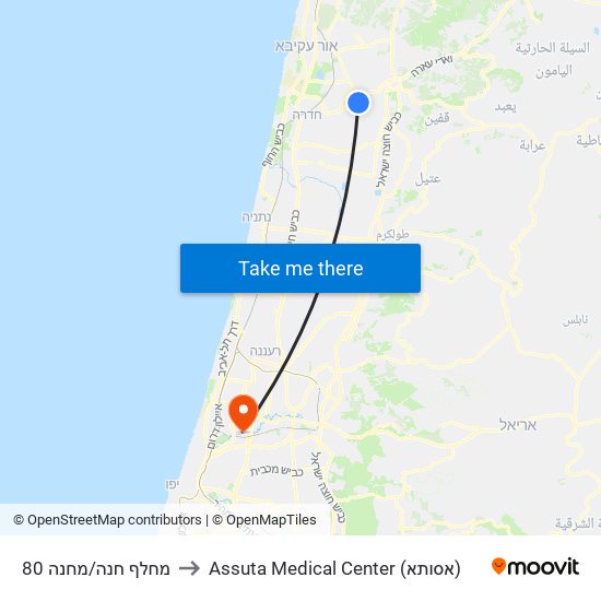 מחלף חנה/מחנה 80 to Assuta Medical Center (אסותא) map