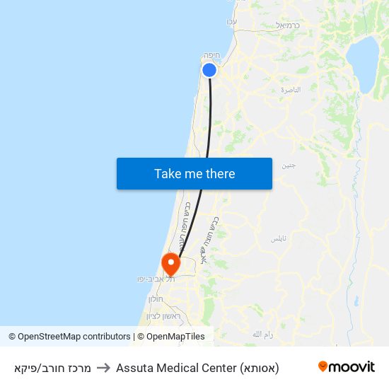 מרכז חורב/פיקא to Assuta Medical Center (אסותא) map