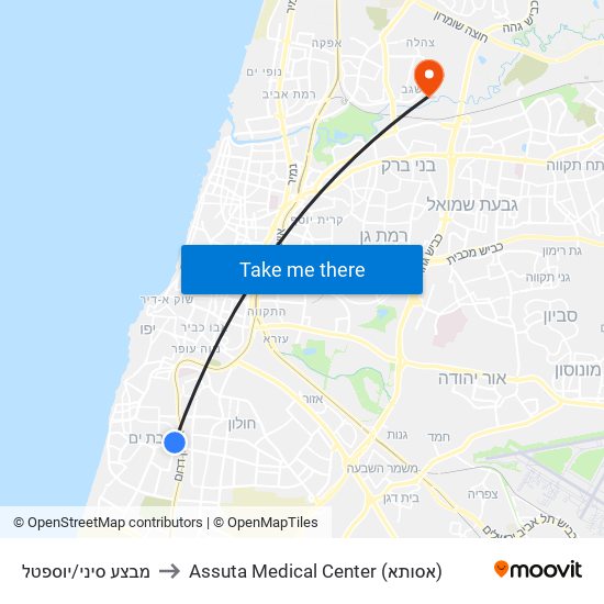 מבצע סיני/יוספטל to Assuta Medical Center (אסותא) map