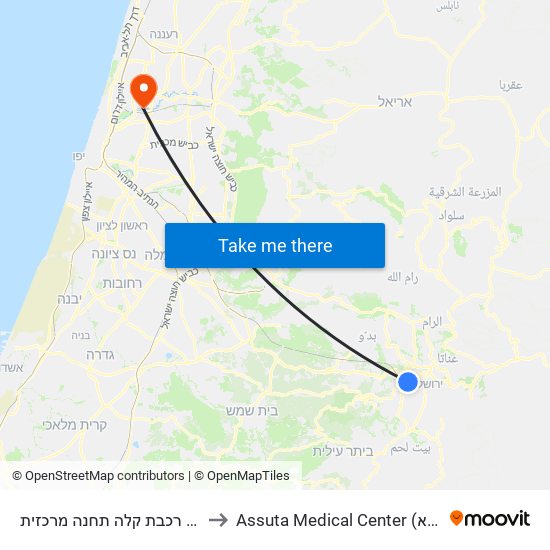 תחנת רכבת קלה תחנה מרכזית to Assuta Medical Center (אסותא) map