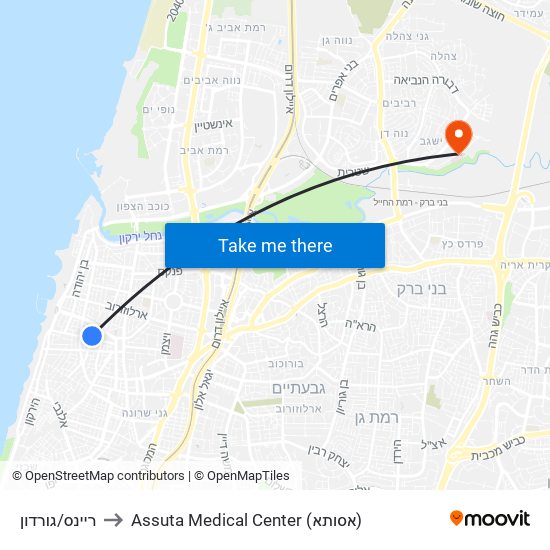 ריינס/גורדון to Assuta Medical Center (אסותא) map