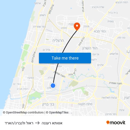 ראול ולנברג/הארד to אסותא רעננה map