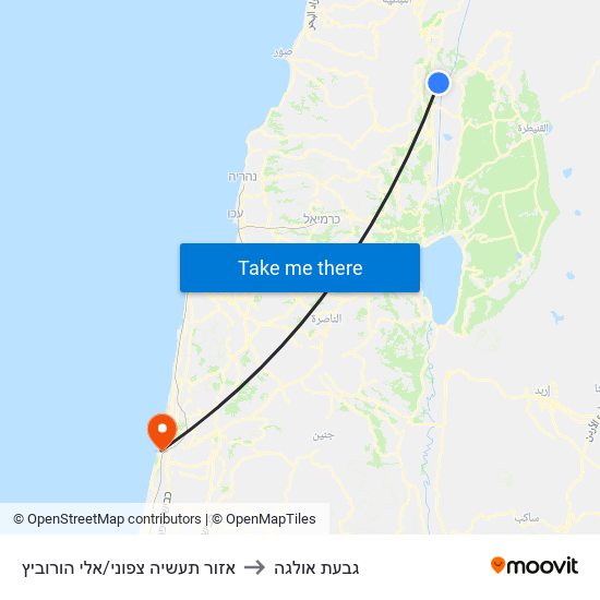 אזור תעשיה צפוני/אלי הורוביץ to גבעת אולגה map