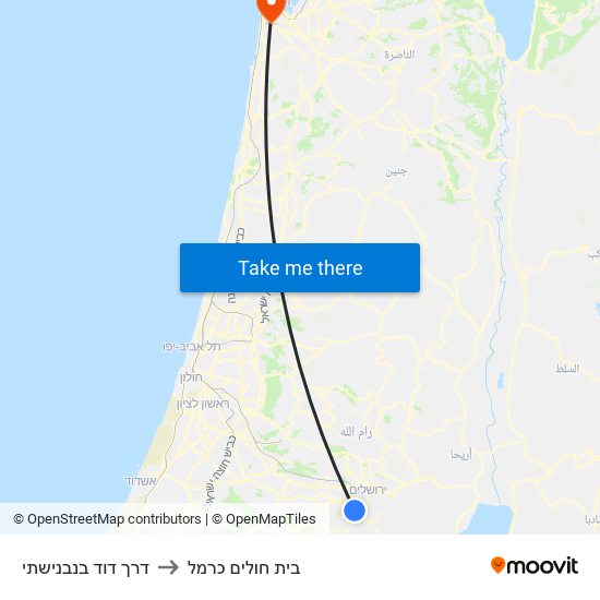 דרך דוד בנבנישתי to בית חולים כרמל map