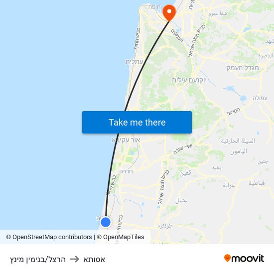 הרצל/בנימין מינץ to אסותא map