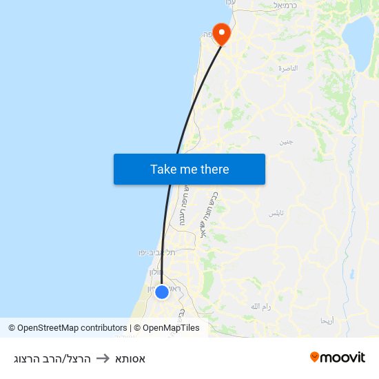 הרצל/הרב הרצוג to אסותא map