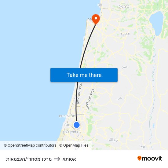 מרכז מסחרי/העצמאות to אסותא map