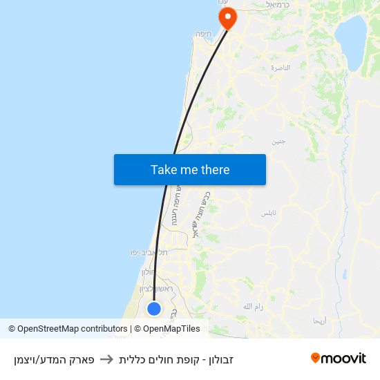 פארק המדע/ויצמן to זבולון - קופת חולים כללית map