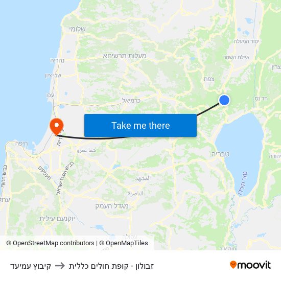 קיבוץ עמיעד to זבולון - קופת חולים כללית map