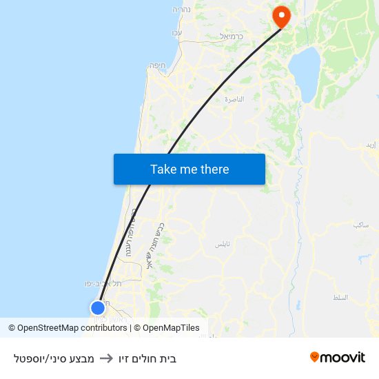 מבצע סיני/יוספטל to בית חולים זיו map