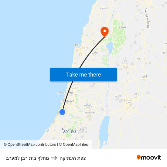 מחלף בית רבן למערב to צפת העתיקה map