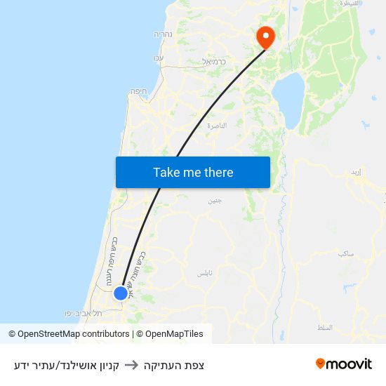 קניון אושילנד/עתיר ידע to צפת העתיקה map