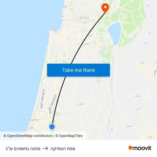 מחנה נחשונים ש''ג to צפת העתיקה map