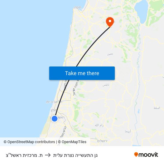 ת. מרכזית ראשל''צ to גן התעשייה נצרת עלית map