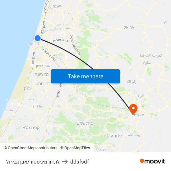 לונדון מיניסטור/אבן גבירול to ddsfsdf map