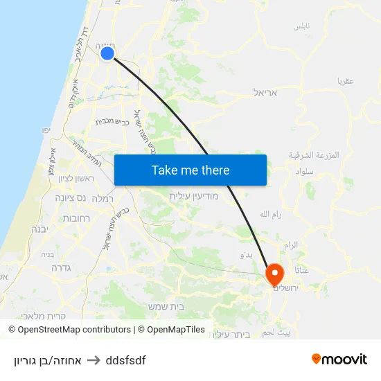אחוזה/בן גוריון to ddsfsdf map