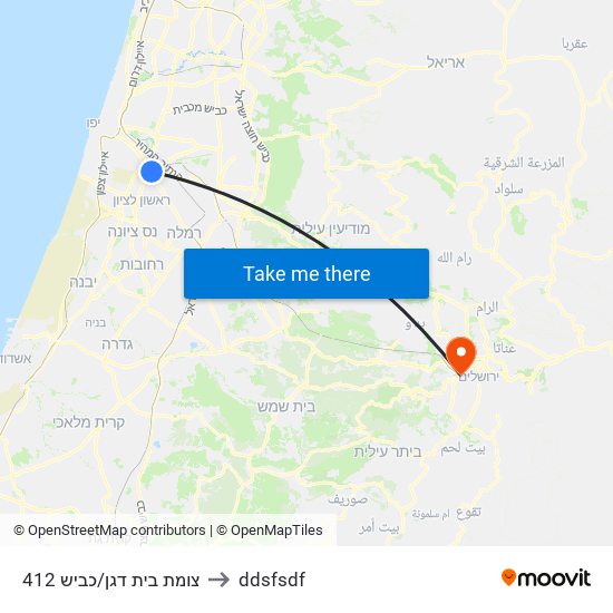 צומת בית דגן/כביש 412 to ddsfsdf map