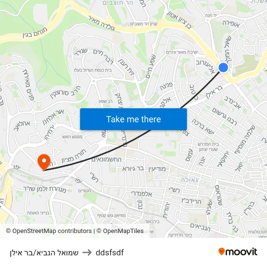 שמואל הנביא/בר אילן to ddsfsdf map