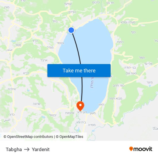 Tabgha to Yardenit map