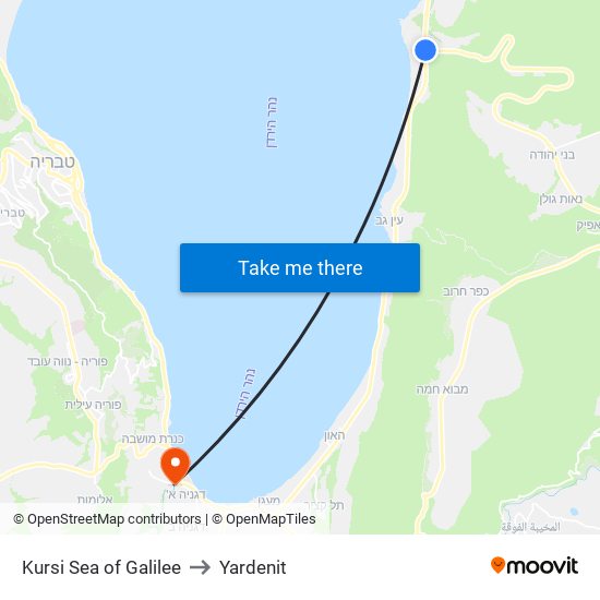 Kursi Sea of Galilee to Yardenit map