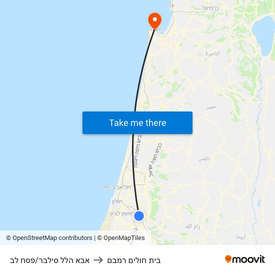 אבא הלל סילבר/פסח לב to בית חולים רמבם map