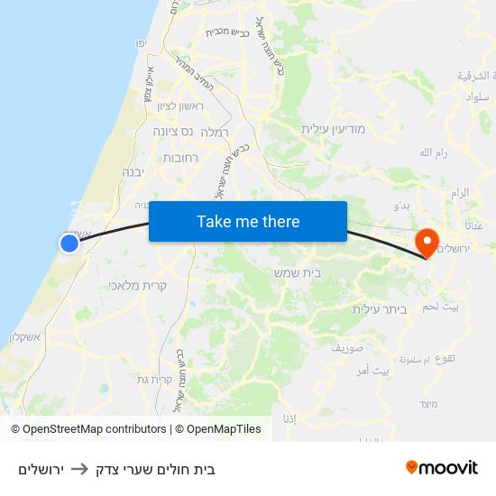 ירושלים to בית חולים שערי צדק map