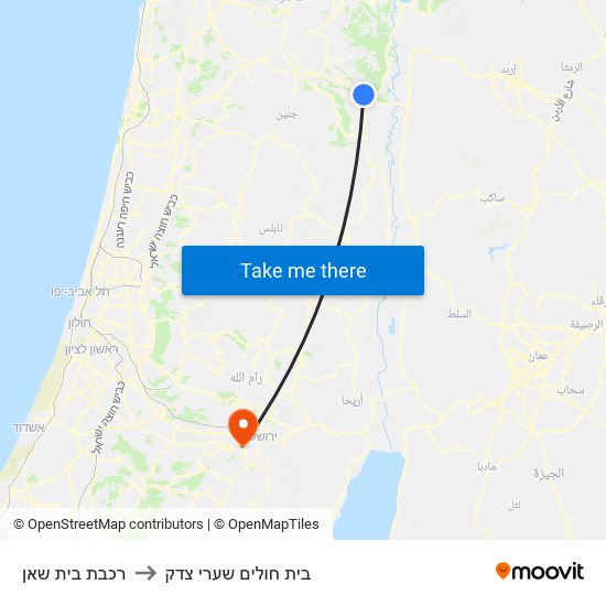 רכבת בית שאן to בית חולים שערי צדק map