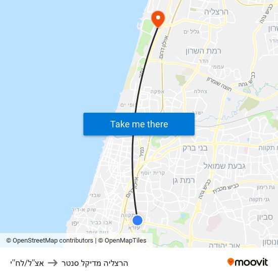 אצ''ל/לח''י to הרצליה מדיקל סנטר map