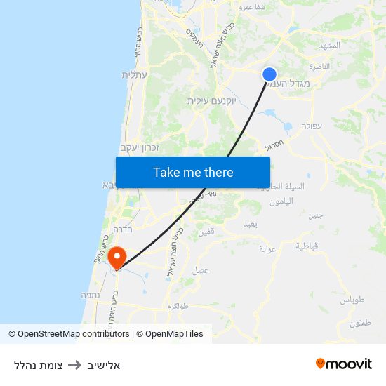 צומת נהלל to אלישיב map