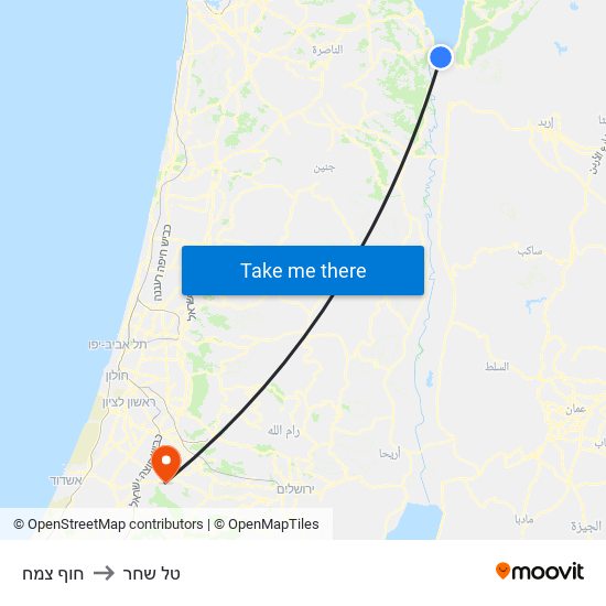 חוף צמח to טל שחר map