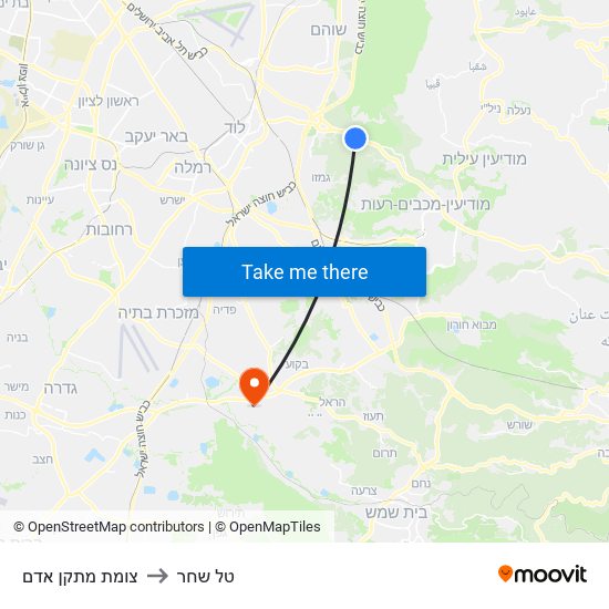 צומת מתקן אדם to טל שחר map