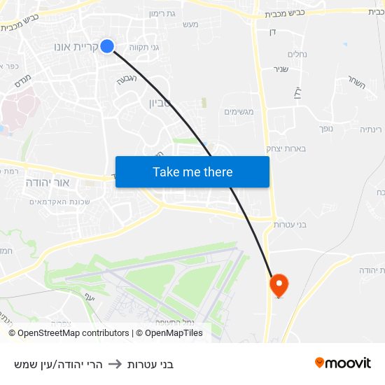 הרי יהודה/עין שמש to בני עטרות map